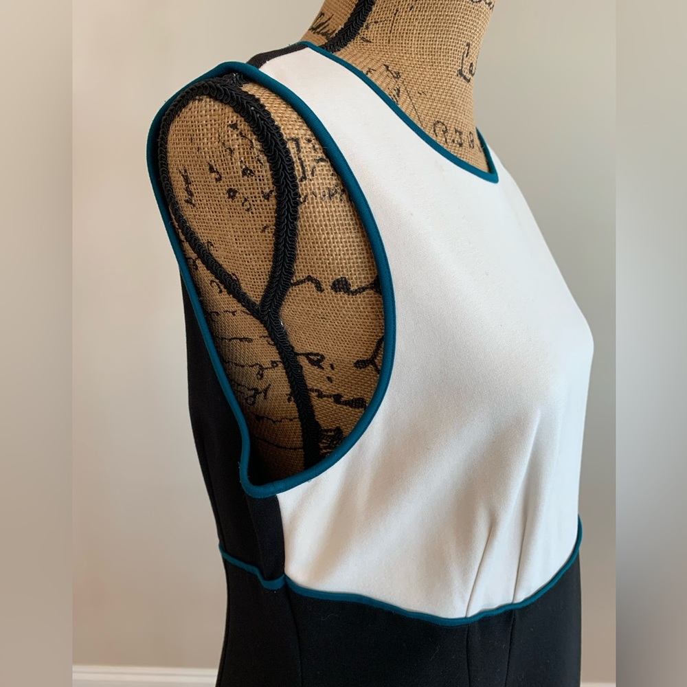 Ann Taylor sleeveless mini dress black/white/green - Picture 4 of 15